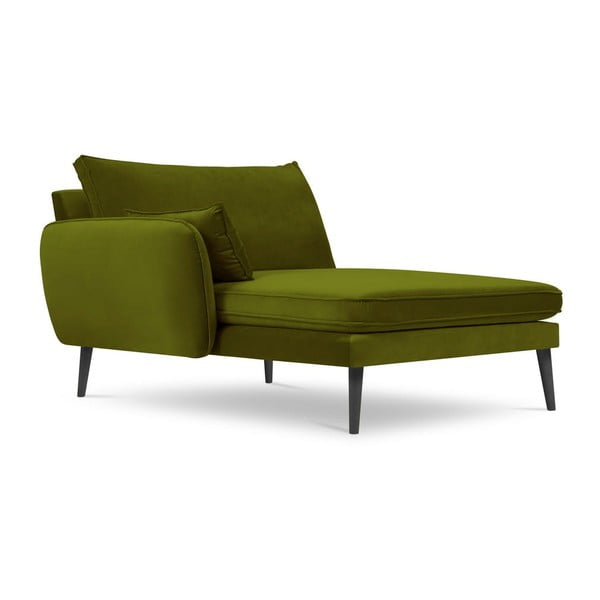 Poltrona lounge in velluto verde con gambe nere, angolo sinistro Lento - Kooko Home