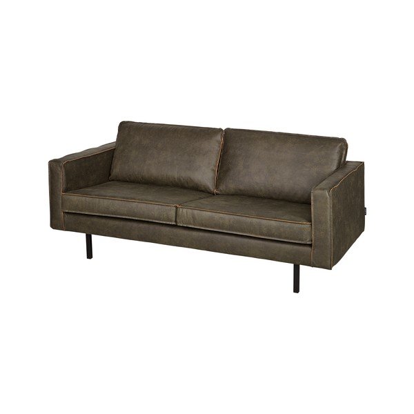 Divano verde scuro con rivestimento in pelle riciclata, 190 cm Rodeo - BePureHome-image-3