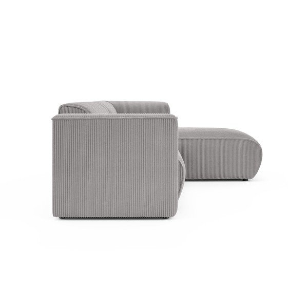 Divano angolare grigio chiaro (con penisola a destra/con chaise lounge) con rivestimento in velluto a coste Merid  – Ropez-image-3