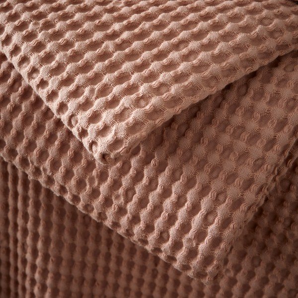Coperta rosa polveroso in cotone 150x200 cm Jaipur Chunky Waffle – Pineapple Elephant-image-3