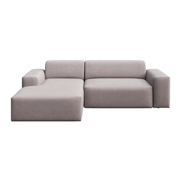 Divano angolare grigio allungabile e con contenitore (con penisola a sinistra e chaise lounge) rivestito in velluto Villet – Rodier