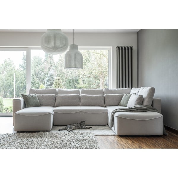 Divano letto angolare crema (a U) Homely Tommy - Miuform-image-1