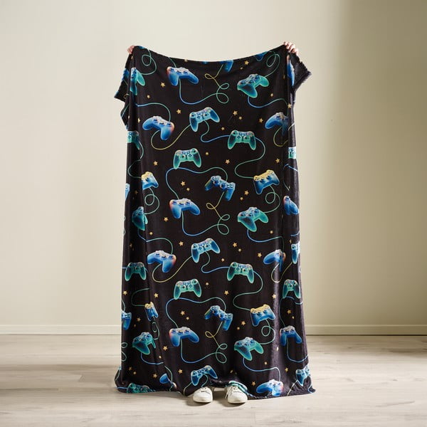 Coperta per bambini nera e blu in micropile 130x170 cm Gamer – Catherine Lansfield-image-3