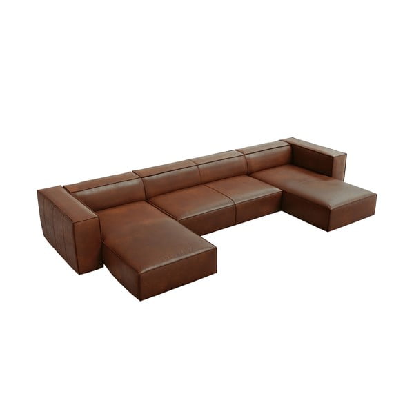 Divano angolare in pelle marrone cognac (a U) Madame - Windsor & Co Sofas-image-2