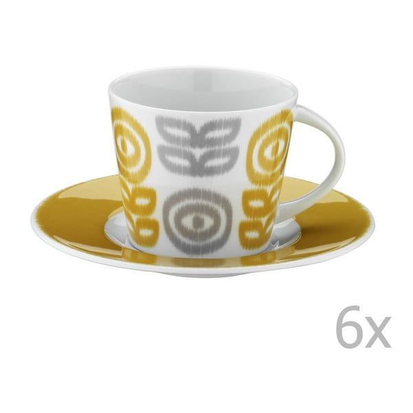 Set di 6 tazze da tè in porcellana con piattini Poulios - Kütahya Porselen