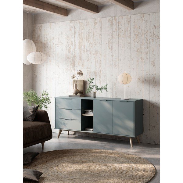 Cassettiera verde polveroso 165x80x40 cm Pisco – Marckeric-image-1