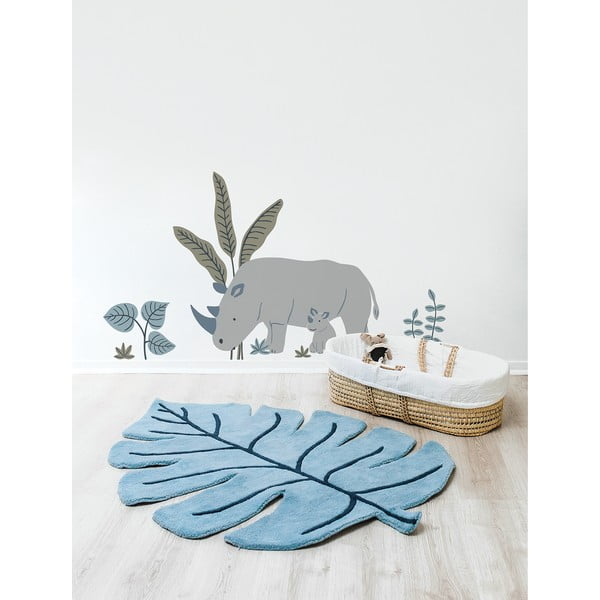 Tappeto blu per bambini 105x150 cm Monstera Leaf - Lilipinso-image-1