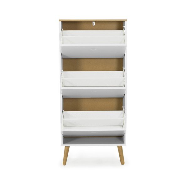 Scarpiera bianca con gambe in legno di quercia a 3 calci Dot - Tenzo-image-3