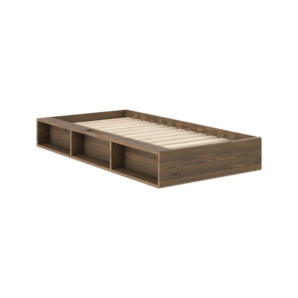 Letto singolo colore naturale scuro in pino massiccio senza testiera con rete inclusa 90x200 cm Ziggy – Karup