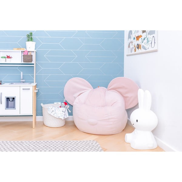 Pouf a sacco per bambini rosa chiaro Ears – The Brooklyn Kids-image-1