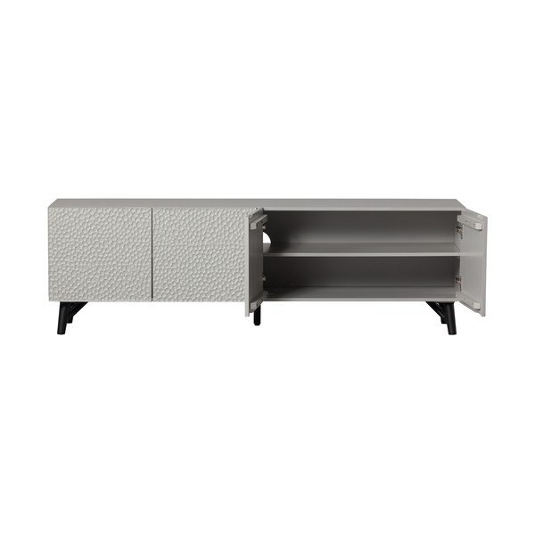 Mobile TV grigio chiaro in mango massiccio 185x56x46 cm Carved – WOOOD-image-4