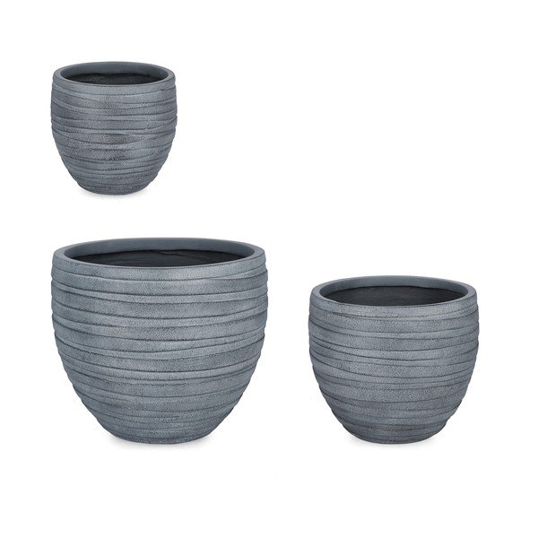 Set di vasi per fiori 3 pz ø 46 cm Strips – Bizzotto-image-1