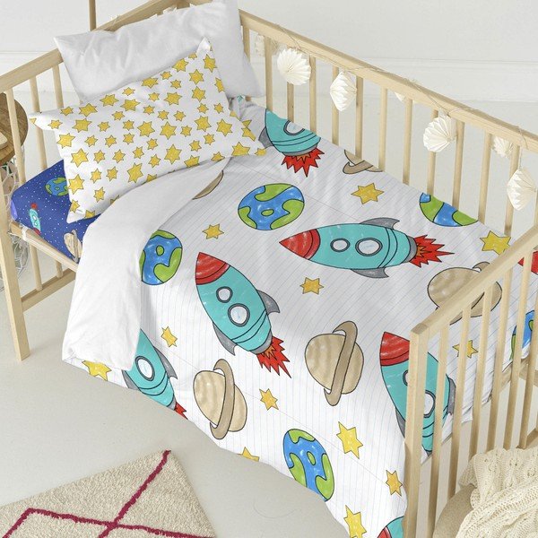 Biancheria da letto per bambini in cotone per letto singolo , 115 x 145 cm Space Rocket - Mr. Fox-image-1