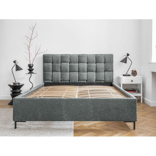 Letto matrimoniale imbottito verde polveroso con rete inclusa 140x200 cm Eve – Miuform-image-2