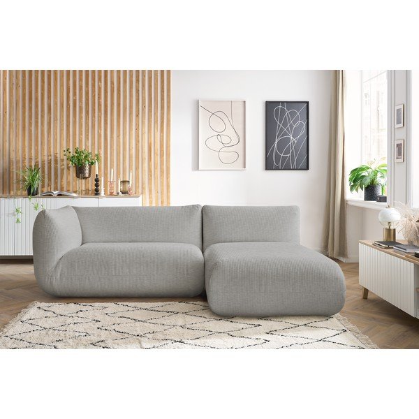 Divano angolare in velluto a coste beige (angolo destro) Lecomte - Bobochic Paris-image-1
