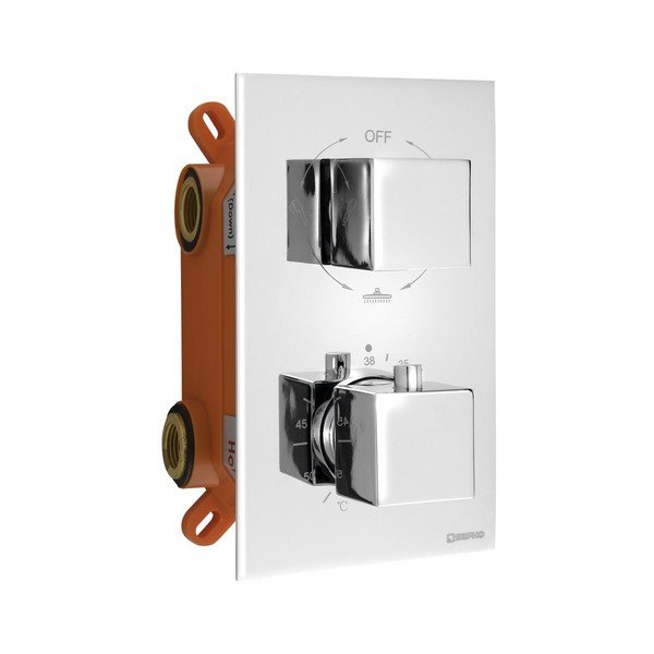 Rubinetto per doccia in argento lucido da incasso (con tre uscite) Latus – Sapho-image-1