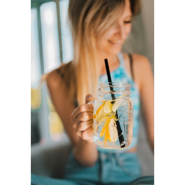 Set di 6 cannucce in vetro nero per bere, lunghezza 20 cm - Vialli Design-image-2