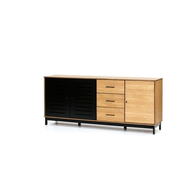 Cassettiera con struttura in legno e ante nere Alessia - Marckeric-image-2