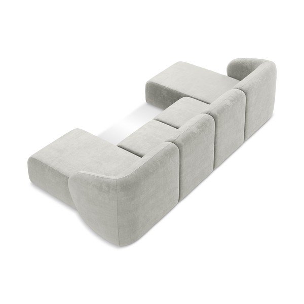 Divano angolare grigio chiaro (a U) con rivestimento in ciniglia Lani – Makamii-image-3