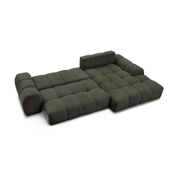 Divano angolare verde allungabile e con contenitore (penisola a destra/chaise lounge) con rivestimento in ciniglia Everest – Bobochic Paris-image-4