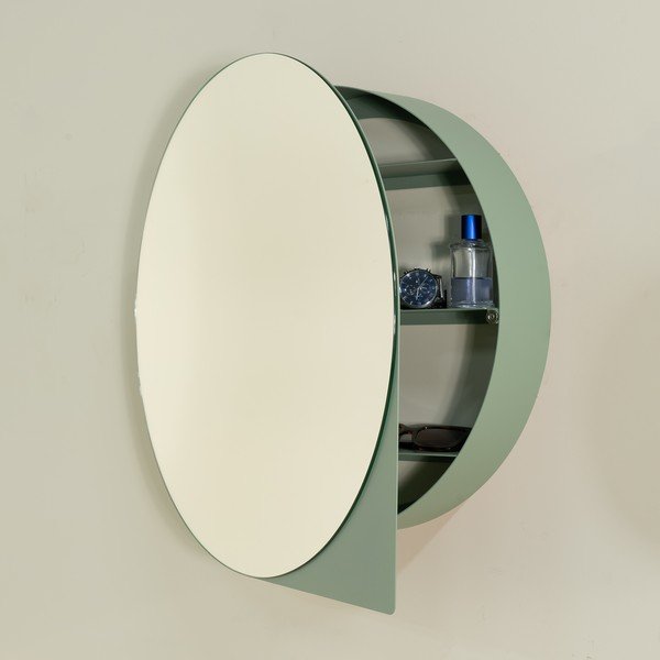 Mobile per bagno verde polveroso in metallo da appendere/con specchio 55x55 cm Sonnet – Spinder Design-image-1