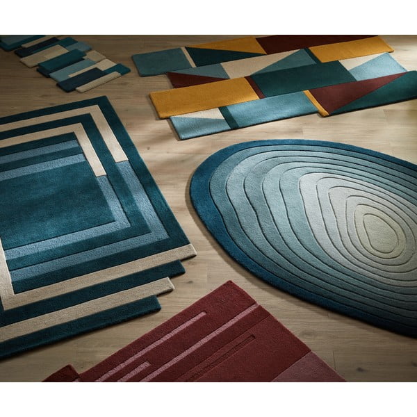 Tappeto blu in lana 160x230 cm Puddle Ombre Wool - Flair Rugs-image-4