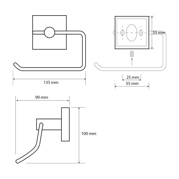 Porta carta igienica in ottone argentato X-Square - Sapho-image-1