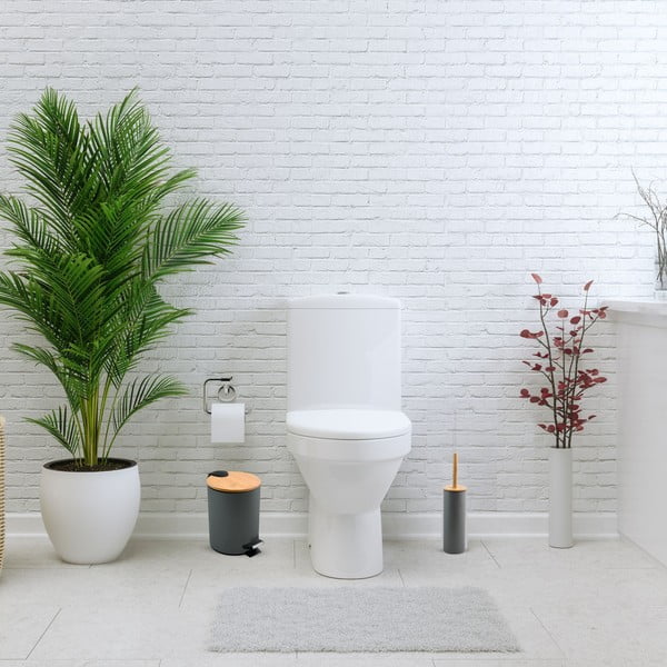 Cestino per la spazzatura grigio scuro in acciaio con pedale 5 l   Adonis – Spirella-image-1