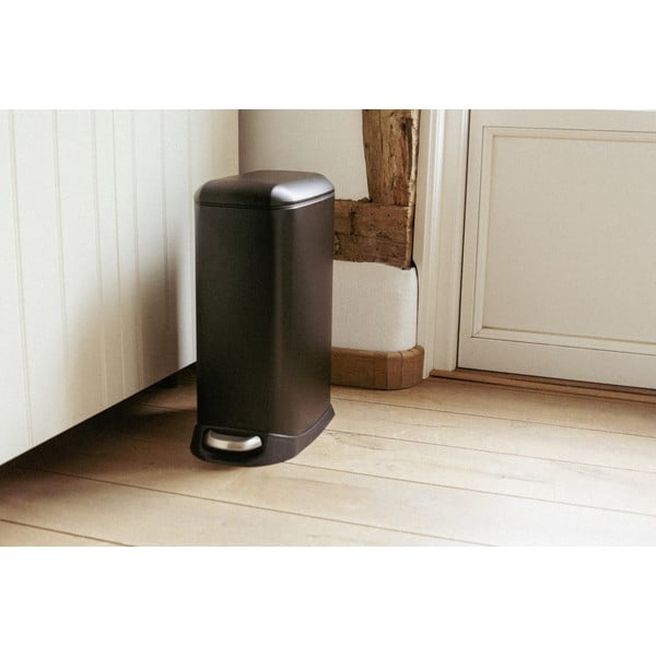 Cestino per la spazzatura nero opaco in acciaio con pedale 12 l Design – Wenko-image-1