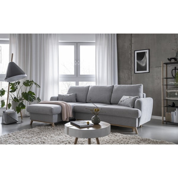 Divano angolare grigio chiaro allungabile/con contenitore (con penisola a sinistra/con chaise lounge) Scandic Lagom – Miuform-image-4