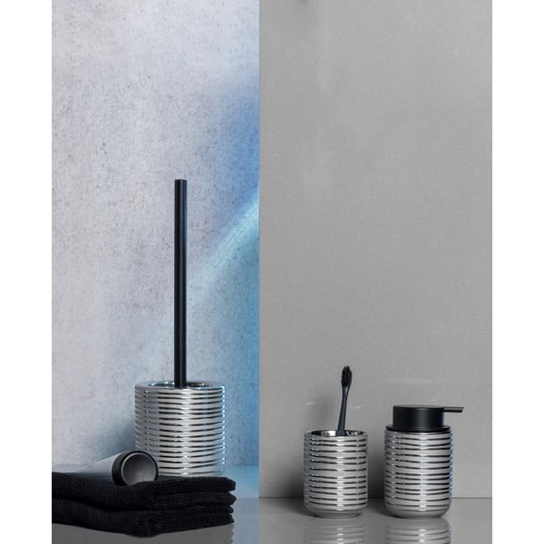 Dispenser di sapone in ceramica argento 0,28 l Vilalba - Wenko-image-3