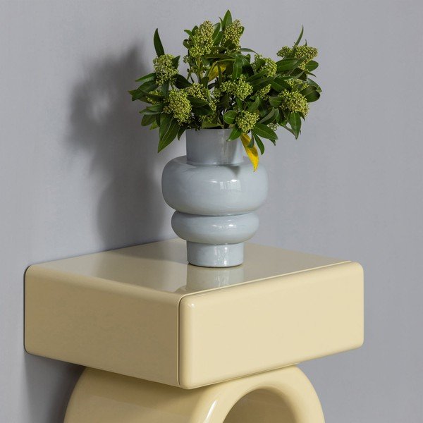 Vaso grigio chiaro in metallo (altezza totale 27 cm) Auri – WOOOD-image-1