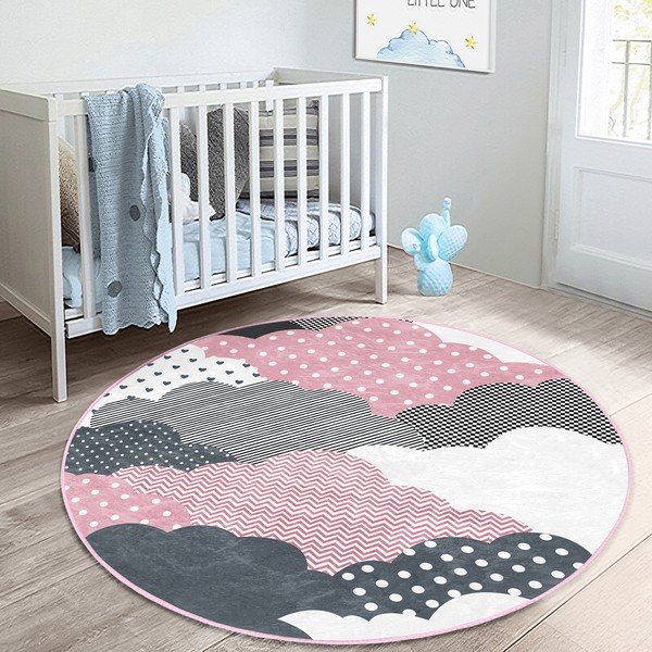 Tappeto per bambini rosa-grigio ø 120 cm Comfort - Mila Home-image-1