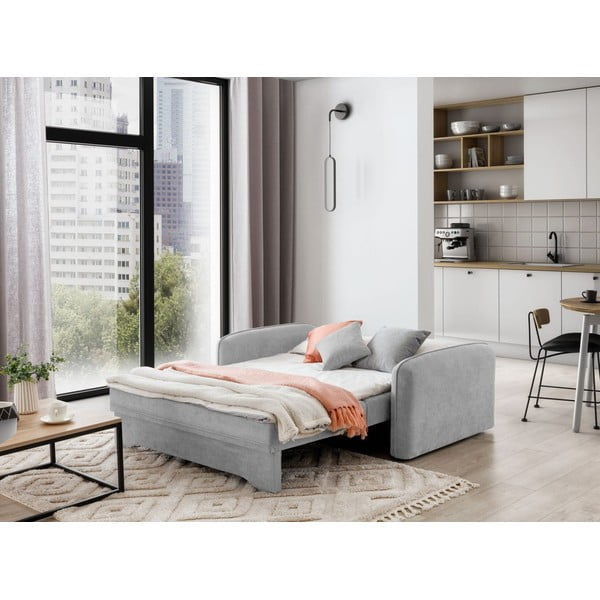 Divano grigio chiaro allungabile/con contenitore e rivestimento in ciniglia 155 cm Laine – ELTAP-image-4