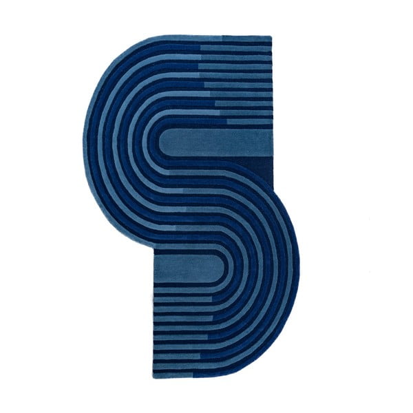 Tappeto blu scuro in lana tessuto a mano 120x180 cm Conway Retro – Flair Rugs