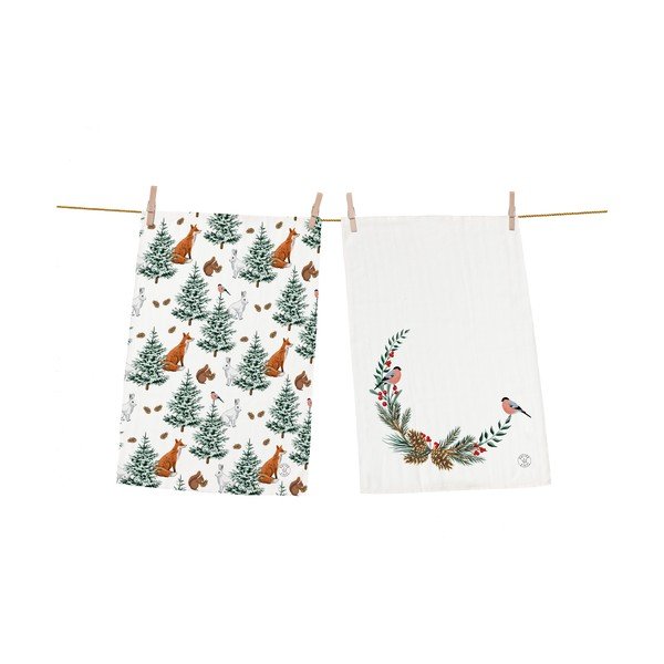 Set di 2 strofinacci natalizi in cotone, 70 x 50 cm Winter Forest - Butter Kings