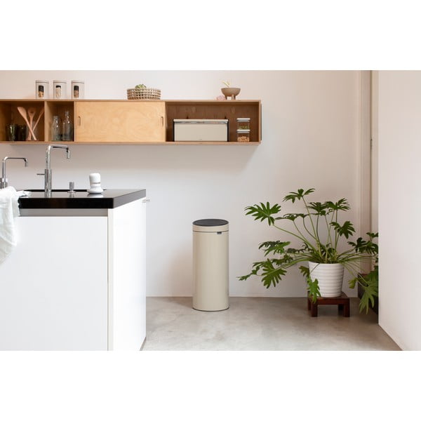 Bidone per rifiuti in acciaio beige touch 30 l Touch Bin - Brabantia-image-1