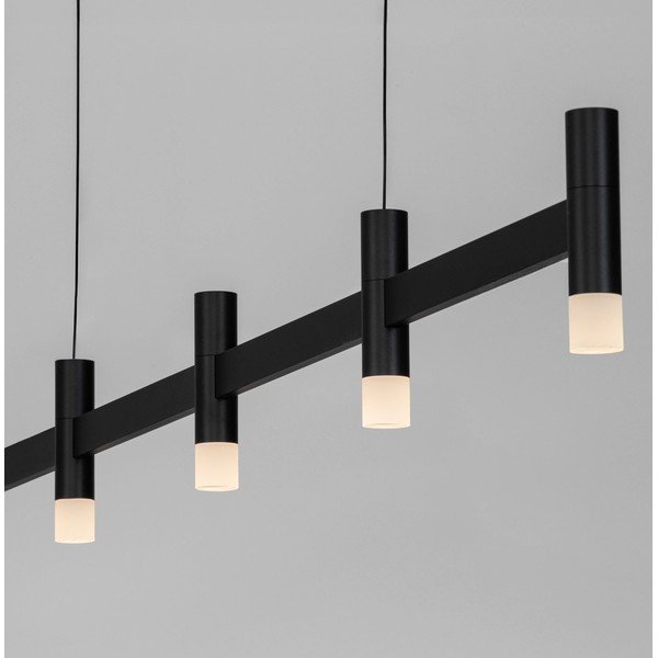 Lampadario LED nero opaco in alluminio con paralume in vetro acrilico con intensità regolabile Poetic – Nova Luce-image-1