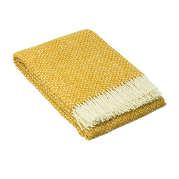 Plaid di lana giallo senape Prime, 140 x 200 cm - LANZARETTI