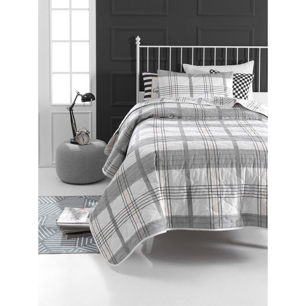 Set con copriletto e federa grigio in cotone renforcé 225x180 cm My Home – Mijolnir-image-1