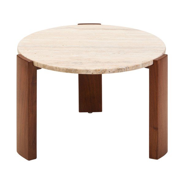 Tavolino da salotto rotondo marrone/colore naturale chiaro con piano in marmo ø 60 cm Palermo – Premier Housewares