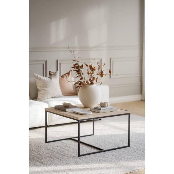 Tavolino con piano in legno di quercia in colore naturale ø 80 cm Deerfield - Rowico-image-3