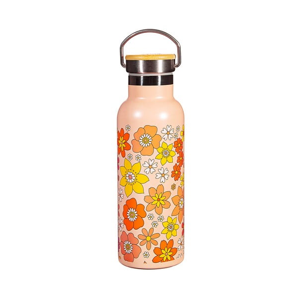 Biberon arancione in acciaio inox 500 ml 70s Floral - Sass & Belle-image-3