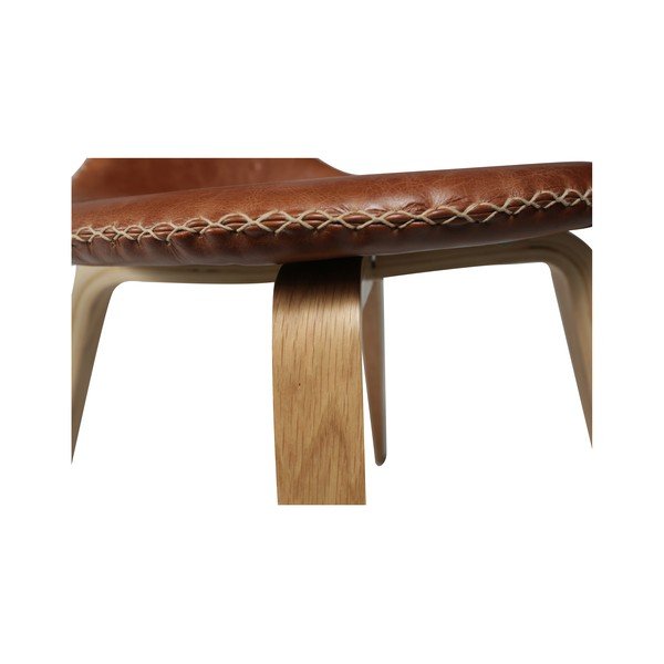 Sedia da pranzo in pelle marrone con poggiapiedi naturale DAN-FORM Danimarca Flair - DAN-FORM Denmark-image-4