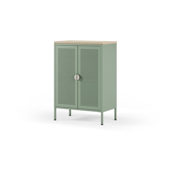 Armadietto color menta/di colore naturale in metallo 70x100x40 cm Sayla – Marckeric-image-4