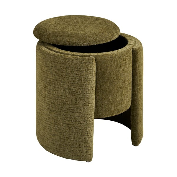 Poggiapiedi color kaki con rivestimento in ciniglia Walsdorf – House Nordic-image-3