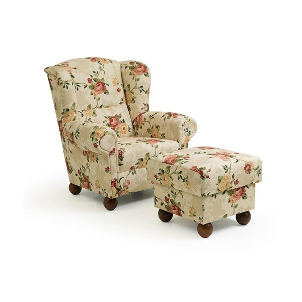 Poltrona a fiori beige Monarch Chenille - Max Winzer-image-3