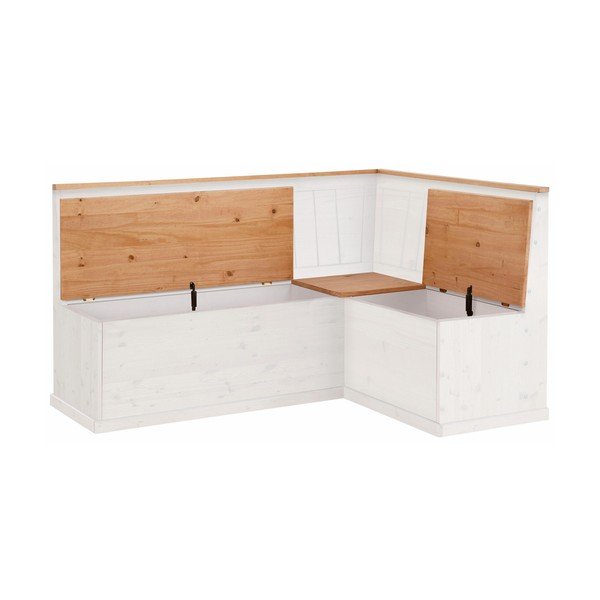 Panca angolare variabile bianca in legno di pino con spazio di archiviazione Silas - Støraa-image-2