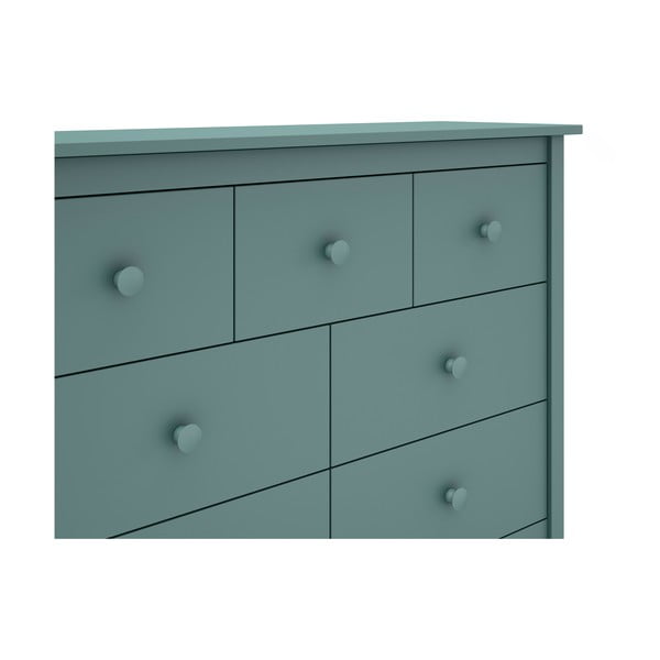 Cassettiera bassa per bambini in legno di pino color petrolio 110x80 cm Max - Marckeric-image-1