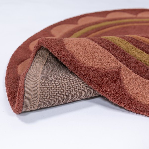 Tappeto rotondo burgundy in lana tessuto a mano ø 120 cm Lois – Flair Rugs-image-3